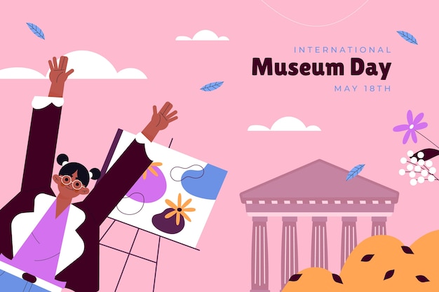 Бесплатное векторное изображение Плоский фон для празднования международного дня музеев