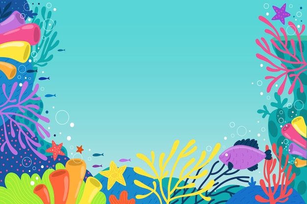 Free vector flat background for world oceans day celebration