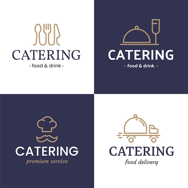 Free vector flat catering logo template collection