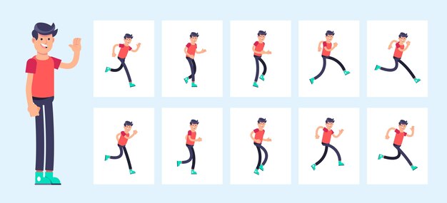 Flat character animation frames