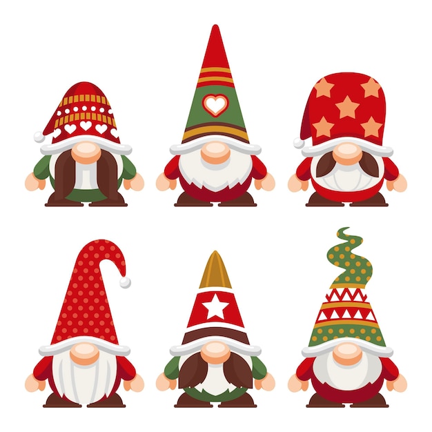 Flat christmas gnomes collection