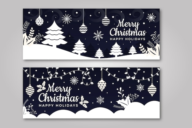 Плоский дизайн шаблона рождественские баннеры