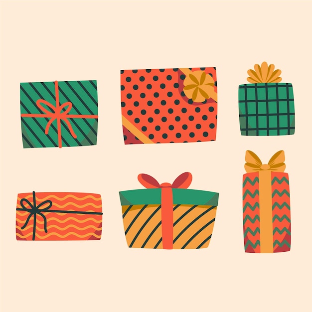 Free vector flat design christmas gift collection