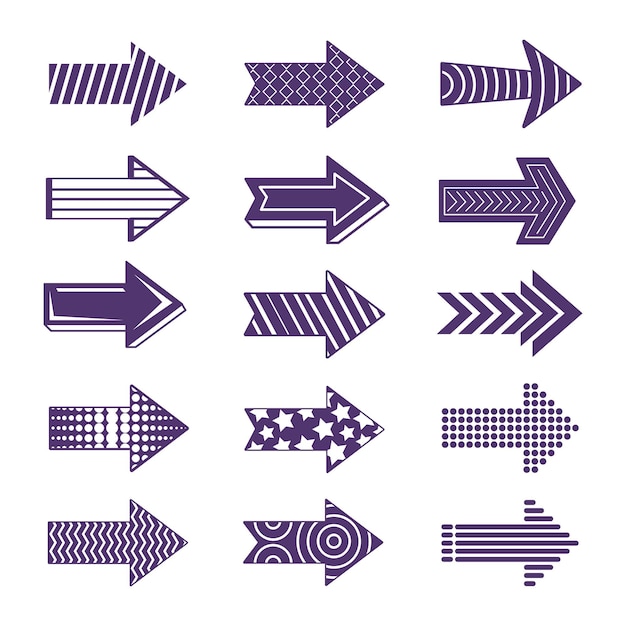 Free vector flat design purple arrow collection