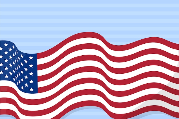 Flat design waving american flag background