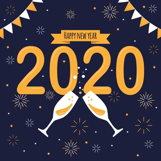 Плоские дизайнерские обои новый год 2020