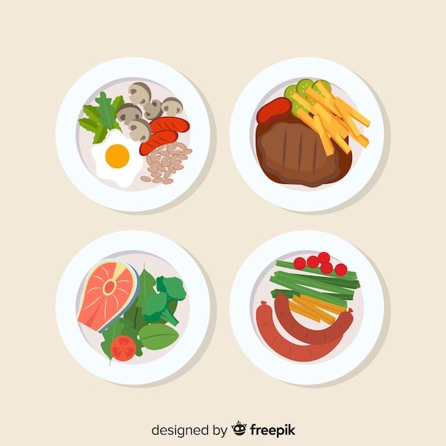 Free vector flat food dish collection