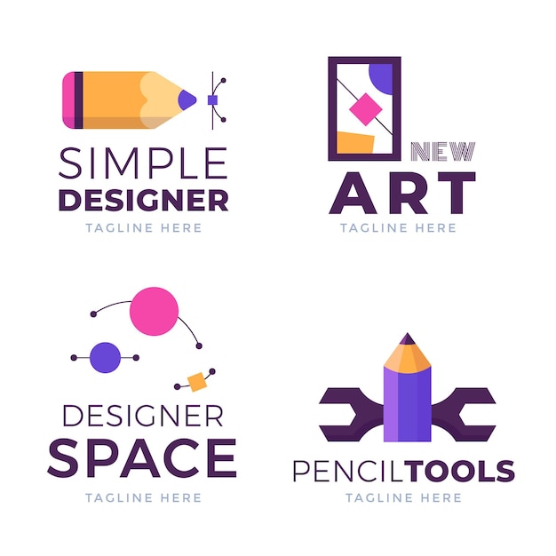 Vettore gratuito pacchetto logo designer grafico piatto