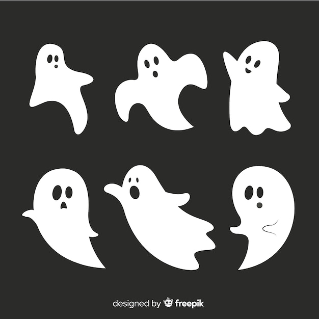 Free vector flat halloween animated ghost collection