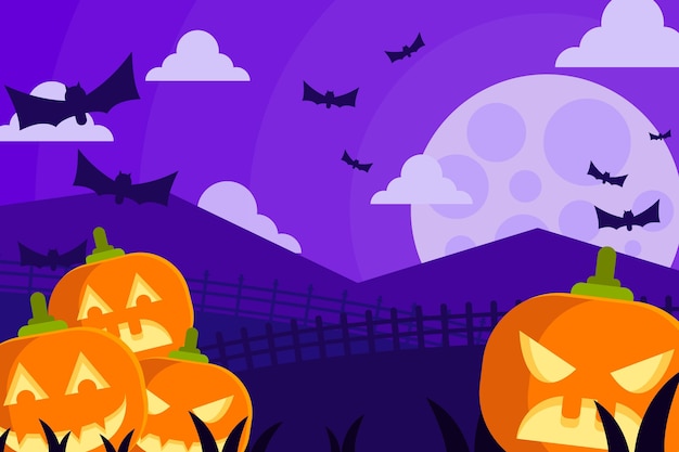 Бесплатное векторное изображение Плоский фон хэллоуина