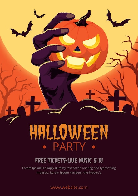 Flat halloween party poster