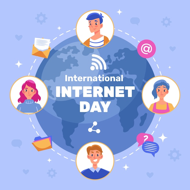 Free vector flat international internet day illustration