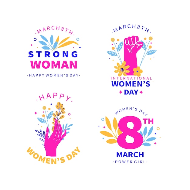 Free vector flat international women's day badges collection