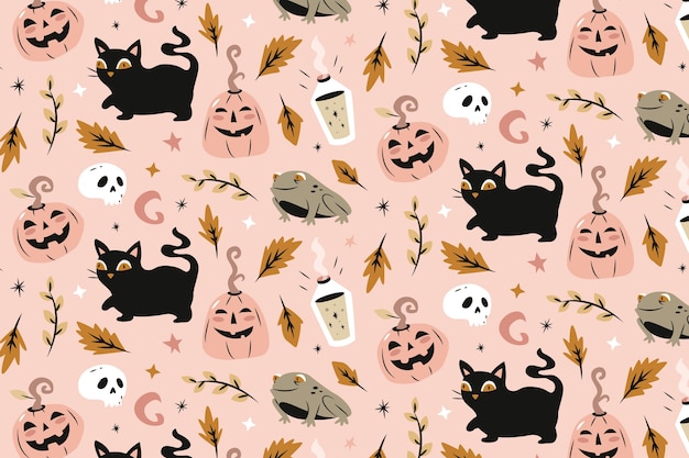 Flat pastel pattern background for halloween celebration