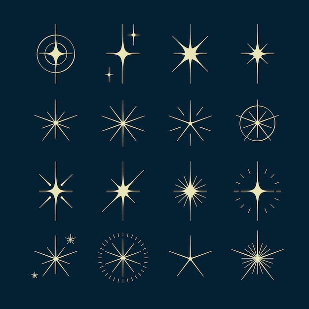 Free vector flat sparkling stars collection
