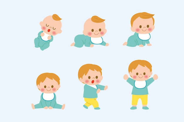 Free vector flat stages of a baby boy