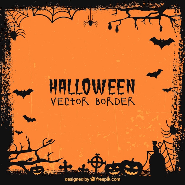 Бесплатное векторное изображение Рамка с элементами хэллоуина