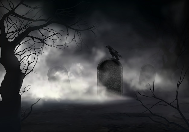 Бесплатное векторное изображение Пугающий хэллоуин реалистичный фон