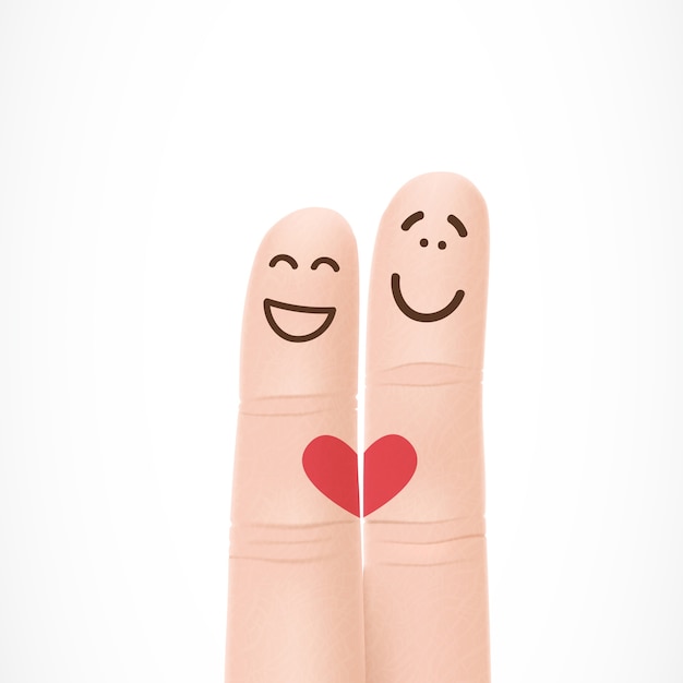 Бесплатное векторное изображение Смешные пальцы с лицами в любви