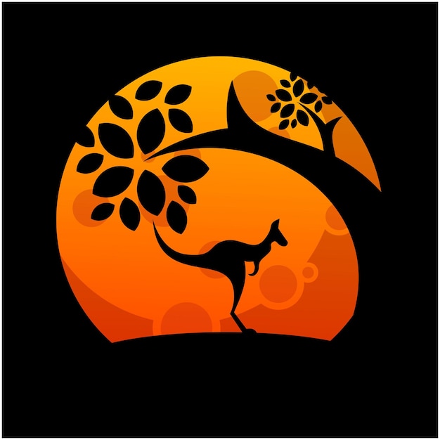 Free vector kangaroo silhouette icon logo design