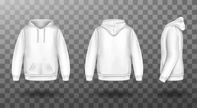 Free vector hoody, white sweatshirt mock up front and back set
