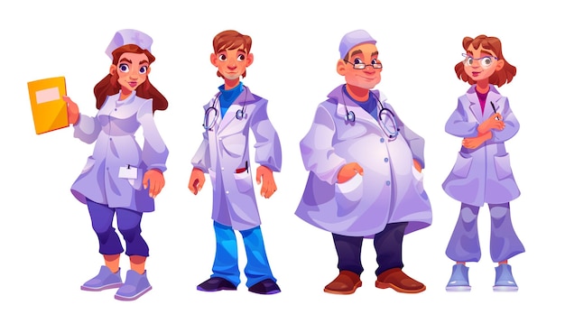 Бесплатное векторное изображение Персонал больницы, команда врачей и медсестер