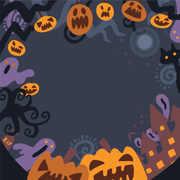 Бесплатное векторное изображение Хэллоуин рамка нарисована