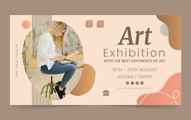 Free vector hand drawn art exhibition event social media promo template