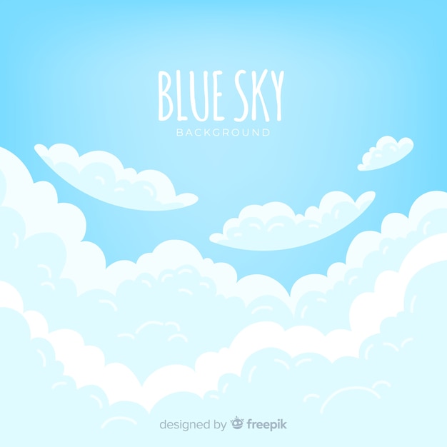 Бесплатное векторное изображение Ручной обращается фон голубого неба