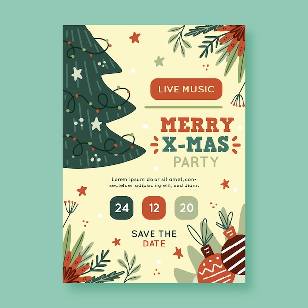 Hand drawn christmas party poster template