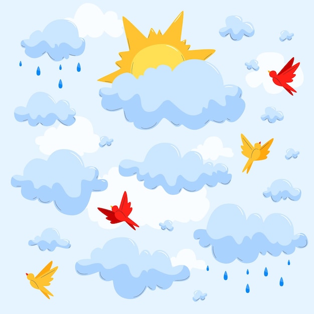 Free vector hand drawn cloud collection