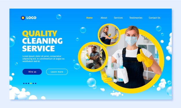 Hand drawn cleaning service landing page template