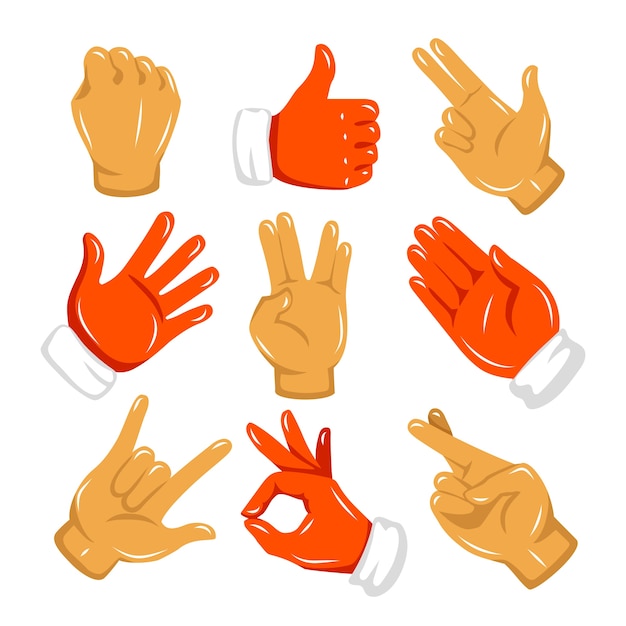 Бесплатное векторное изображение Коллекция рисованной смайликов рук