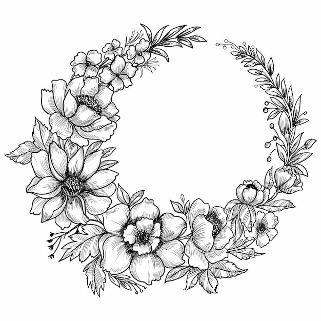 Бесплатное векторное изображение Ручной обращается цветочный декоративный эскиз рамы