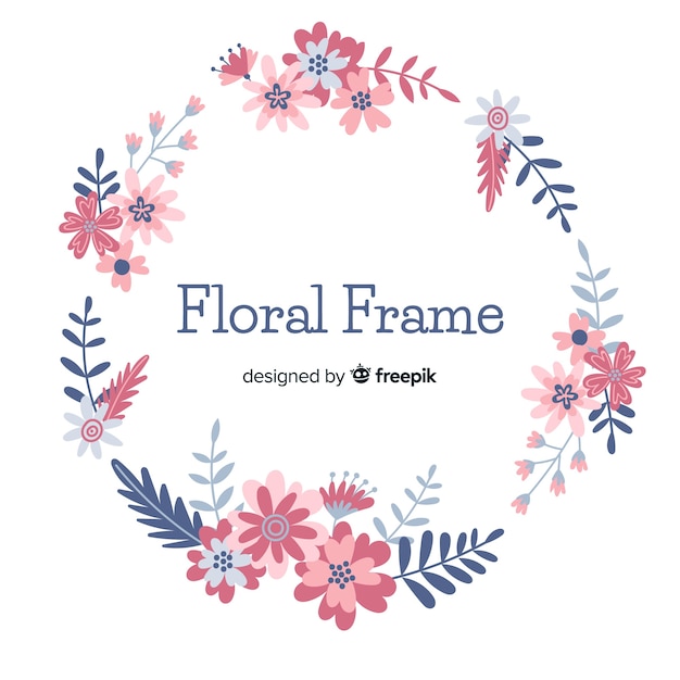 Free vector hand drawn floral circled frame