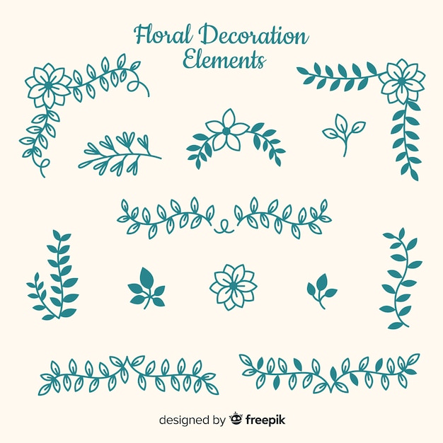 Hand drawn floral ornamental elements