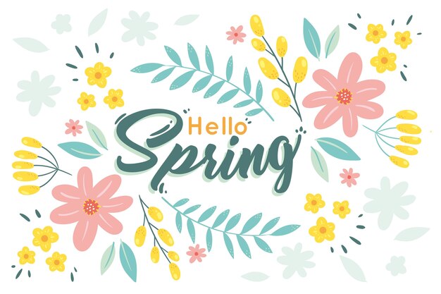 Hand drawn floral spring background