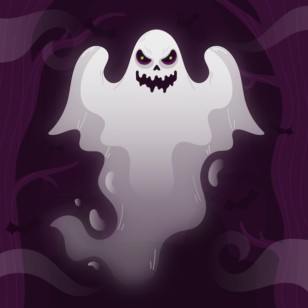 Бесплатное векторное изображение Нарисованная рукой плоская иллюстрация призрака хэллоуина