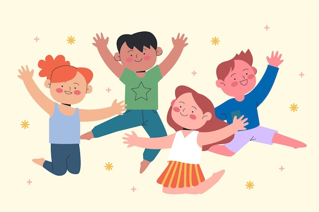 Бесплатное векторное изображение Нарисованная рукой иллюстрация дня детей плоского мира