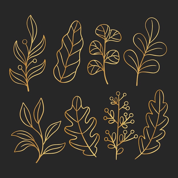 Free vector hand drawn golden leaves illustration