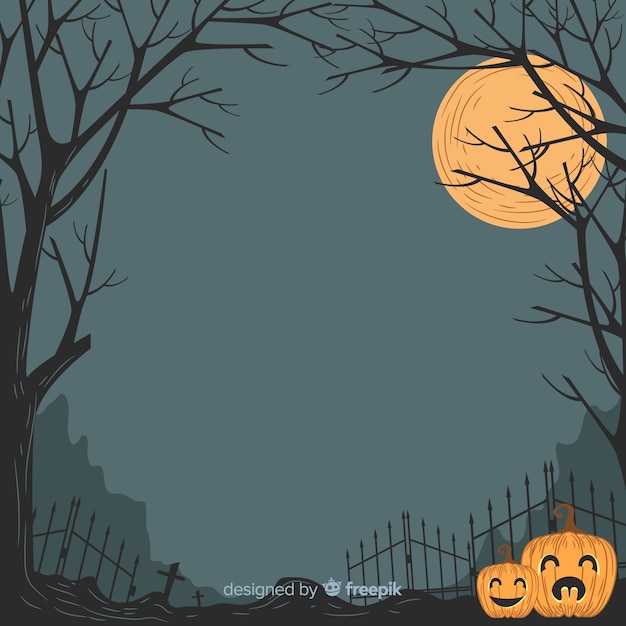 Бесплатное векторное изображение Ручная обрамленная декоративная рамка на хэллоуин