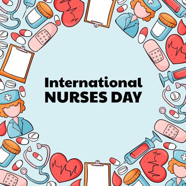 Hand drawn international nurses day illustration