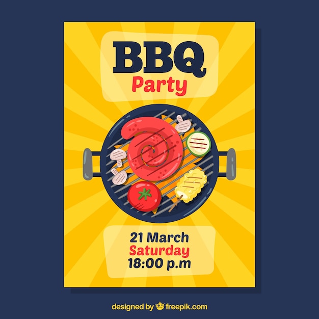Free vector hand drawn poster for a bbq party