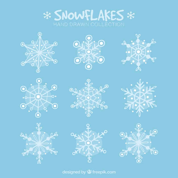 Hand-drawn snowflakes collection