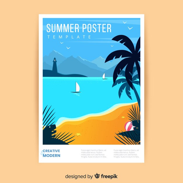 Hand drawn summer poster template