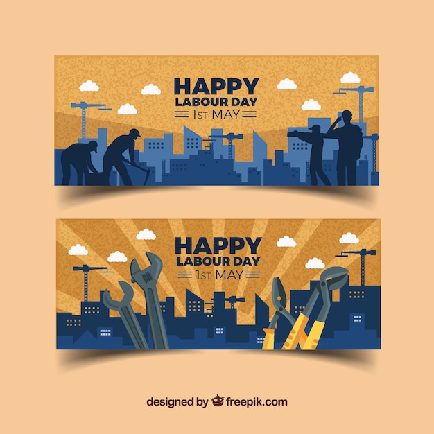 Бесплатное векторное изображение Счастливые баннеры рабочего дня