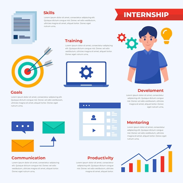 Free vector internship job training infographic