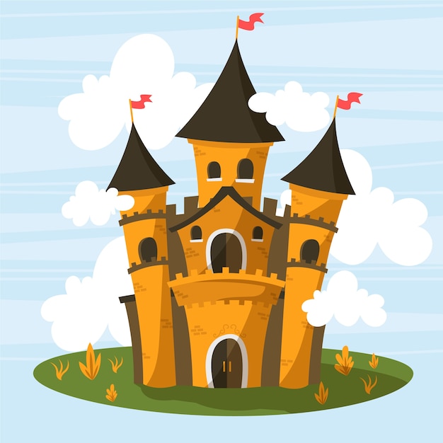 Free vector illustration with fairytale castle theme