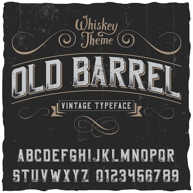 Free vector old barrel poster with decoration and ribbon in vintage style