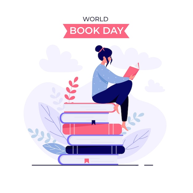 Органическая плоская иллюстрация всемирного дня книги